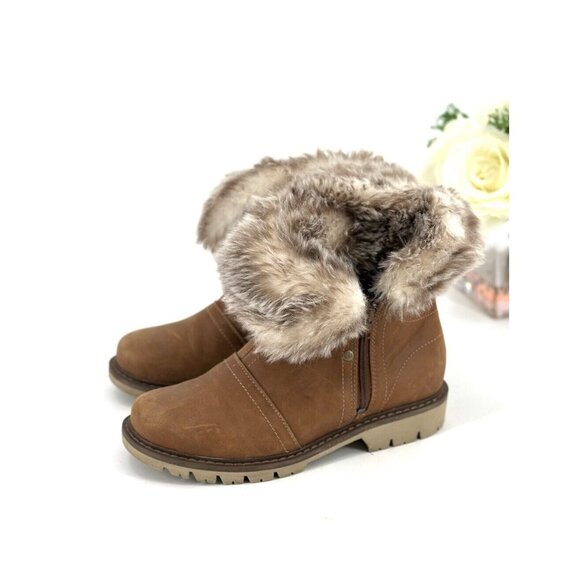 Caterpillar CAT Womens Flurry Ankle Boots Size 6 Booties Tan Leather Waterproof - Picture 3 of 11